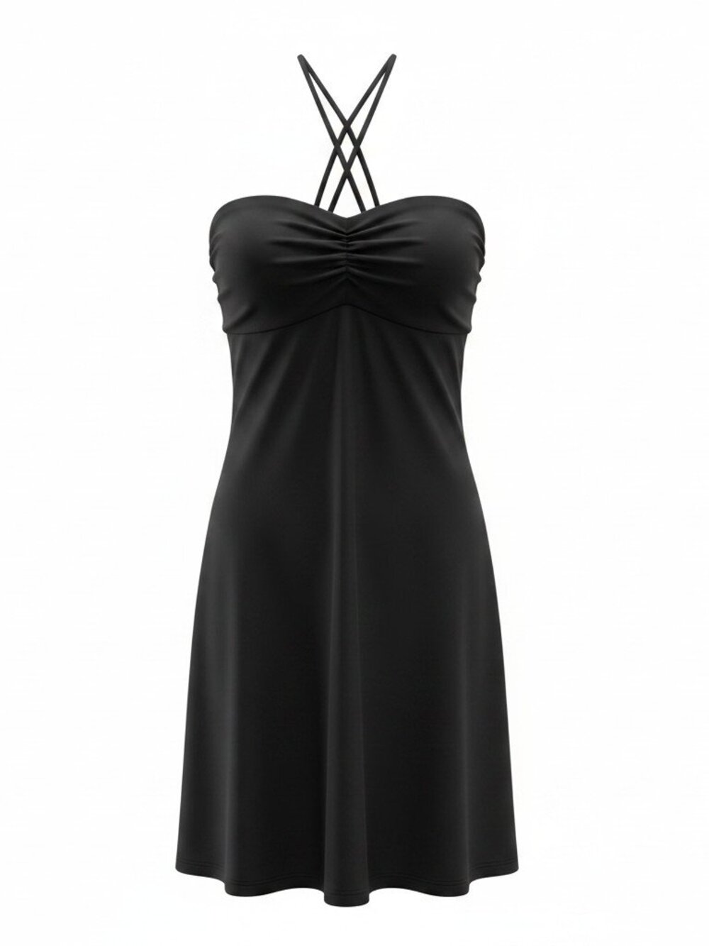 H&M Black Sweetheart Neckline Halter Midi Dress - Large